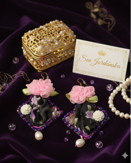 Šité dizajnové náušnice "Sen Jordánska"